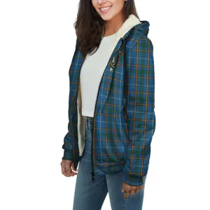 Bain Tartan Sherpa Hoodie with Family Crest