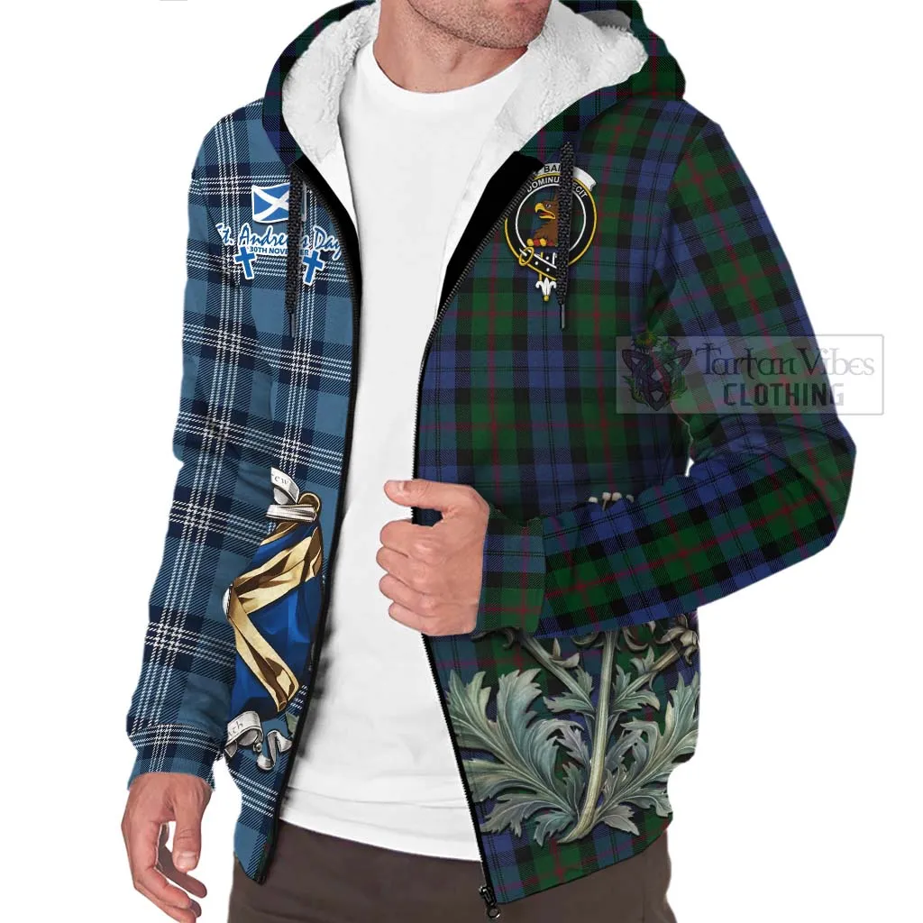 Baird Tartan Sherpa Hoodie Happy St. Andrew's Day Half Tartan Style