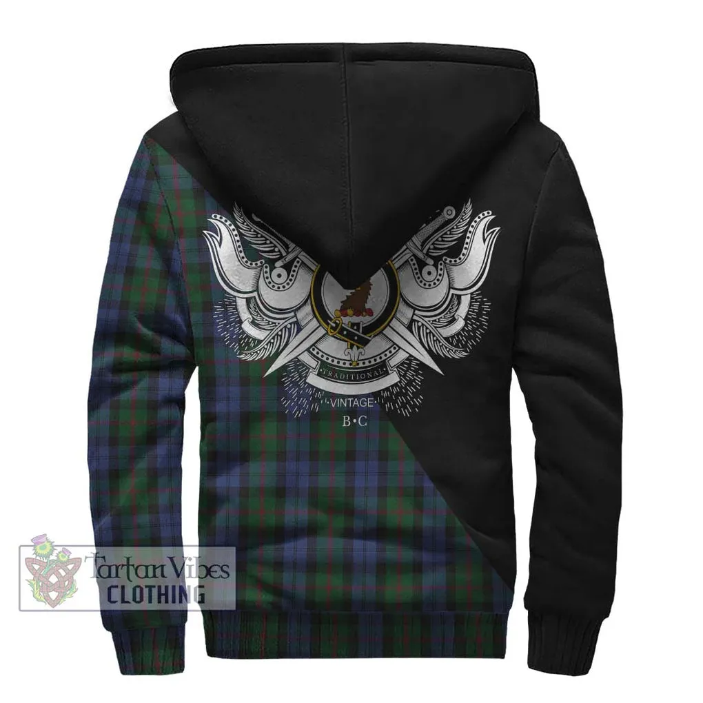 Baird Tartan Sherpa Hoodie with Family Crest and Military Logo Style