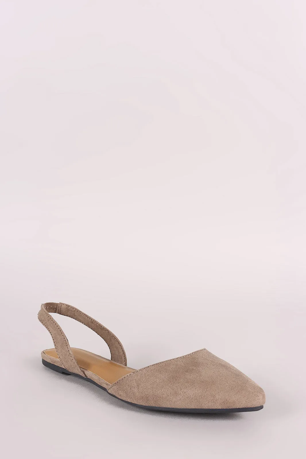 Bamboo Suede Pointy Toe Slingback Flat