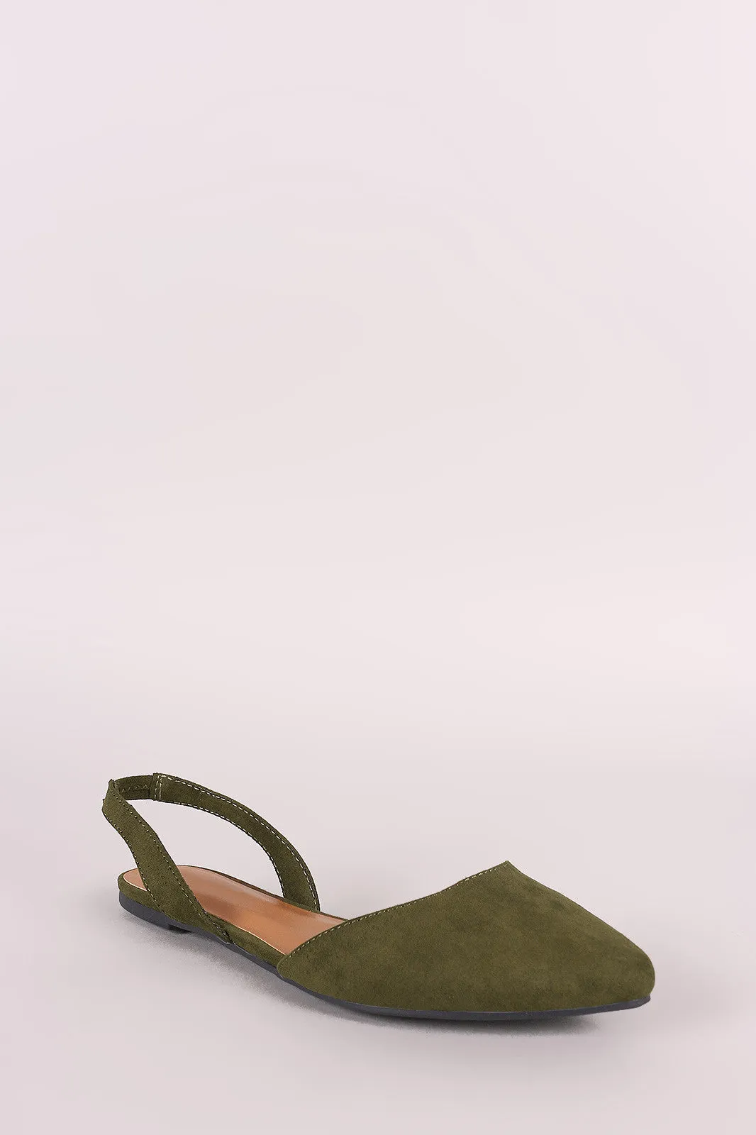 Bamboo Suede Pointy Toe Slingback Flat