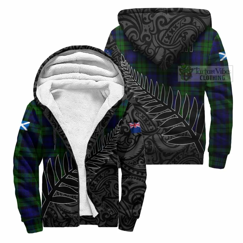 Bannatyne Crest Tartan Sherpa Hoodie with New Zealand Silver Fern Half Style