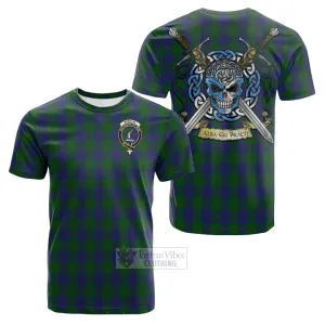 Barclay Tartan Cotton T-shirt with Family Crest Celtic Skull Style