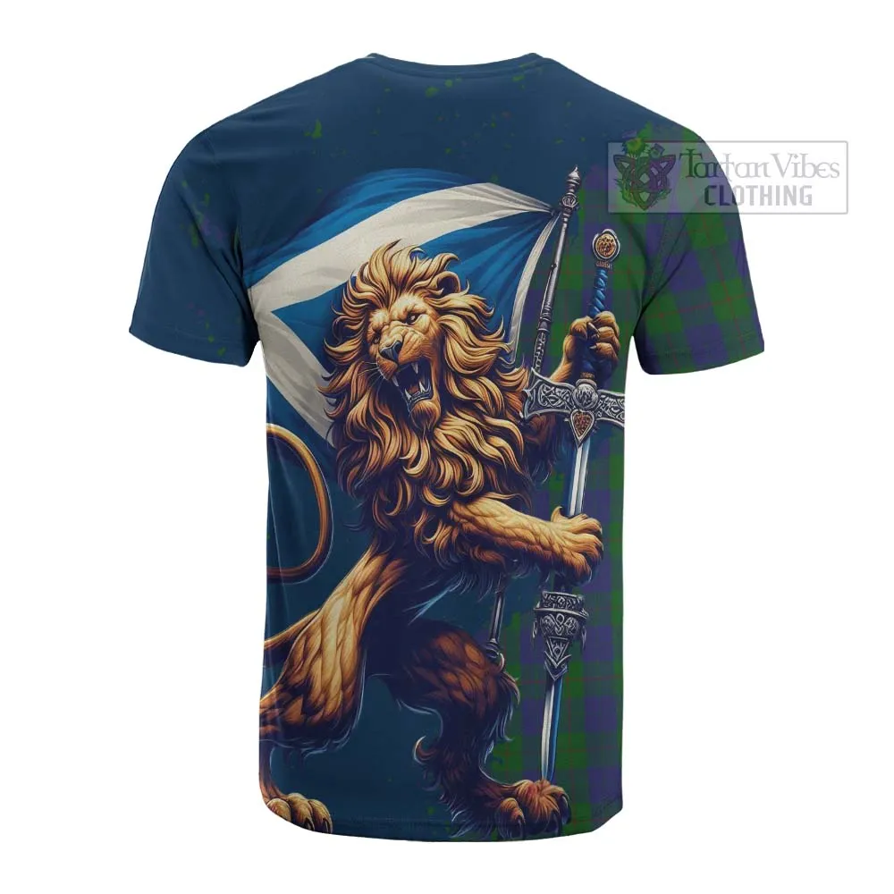 Barclay Tartan Family Crest Cotton T-shirt with Scottish Majestic Lion