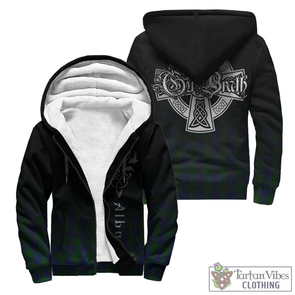 Barclay Tartan Sherpa Hoodie Featuring Alba Gu Brath Family Crest Celtic Inspired