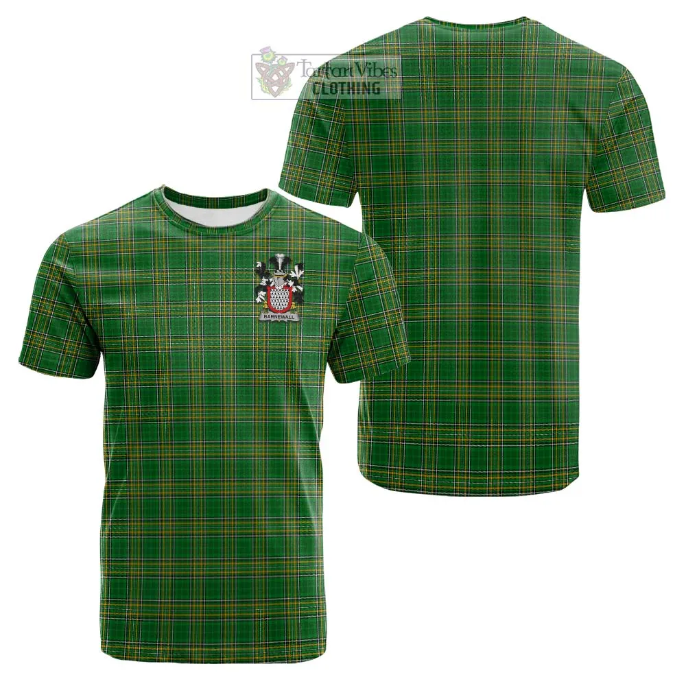 Barnewall Irish Clan Tartan Cotton T-shirt with Coat of Arms