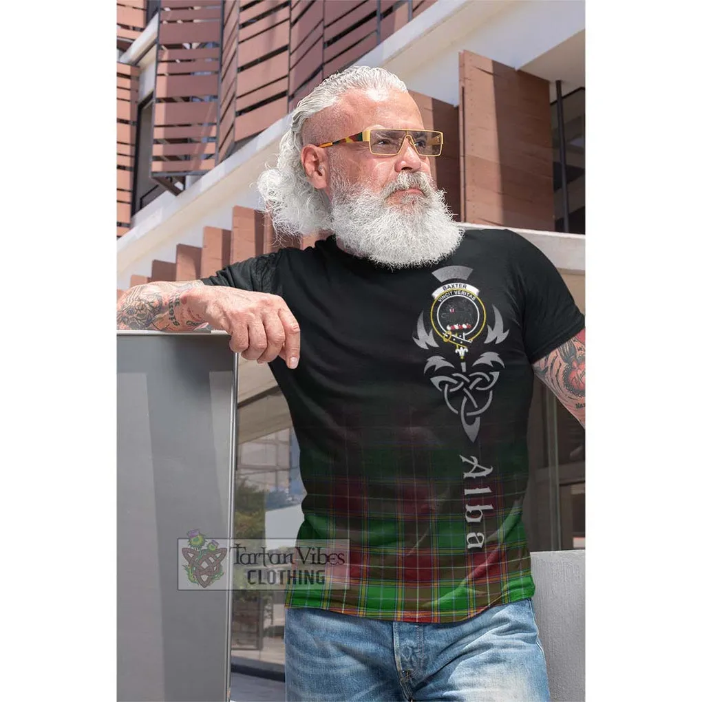 Baxter Modern Tartan Cotton T-shirt Featuring Alba Gu Brath Family Crest Celtic Inspired