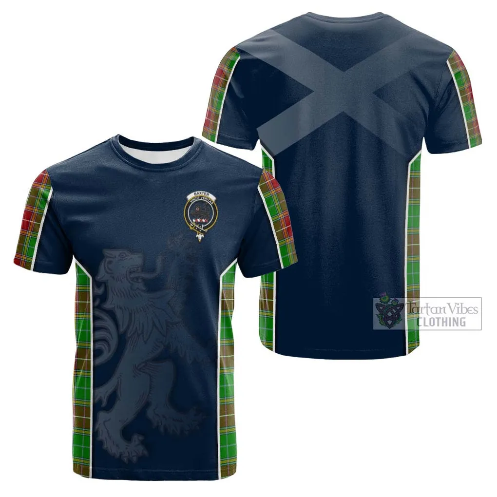 Baxter Modern Tartan Cotton T-shirt with Family Crest and Lion Rampant Vibes Sport Style