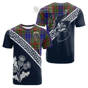 Beattie (Beatty) Tartan Cotton T-shirt Featuring Thistle and Scotland Map