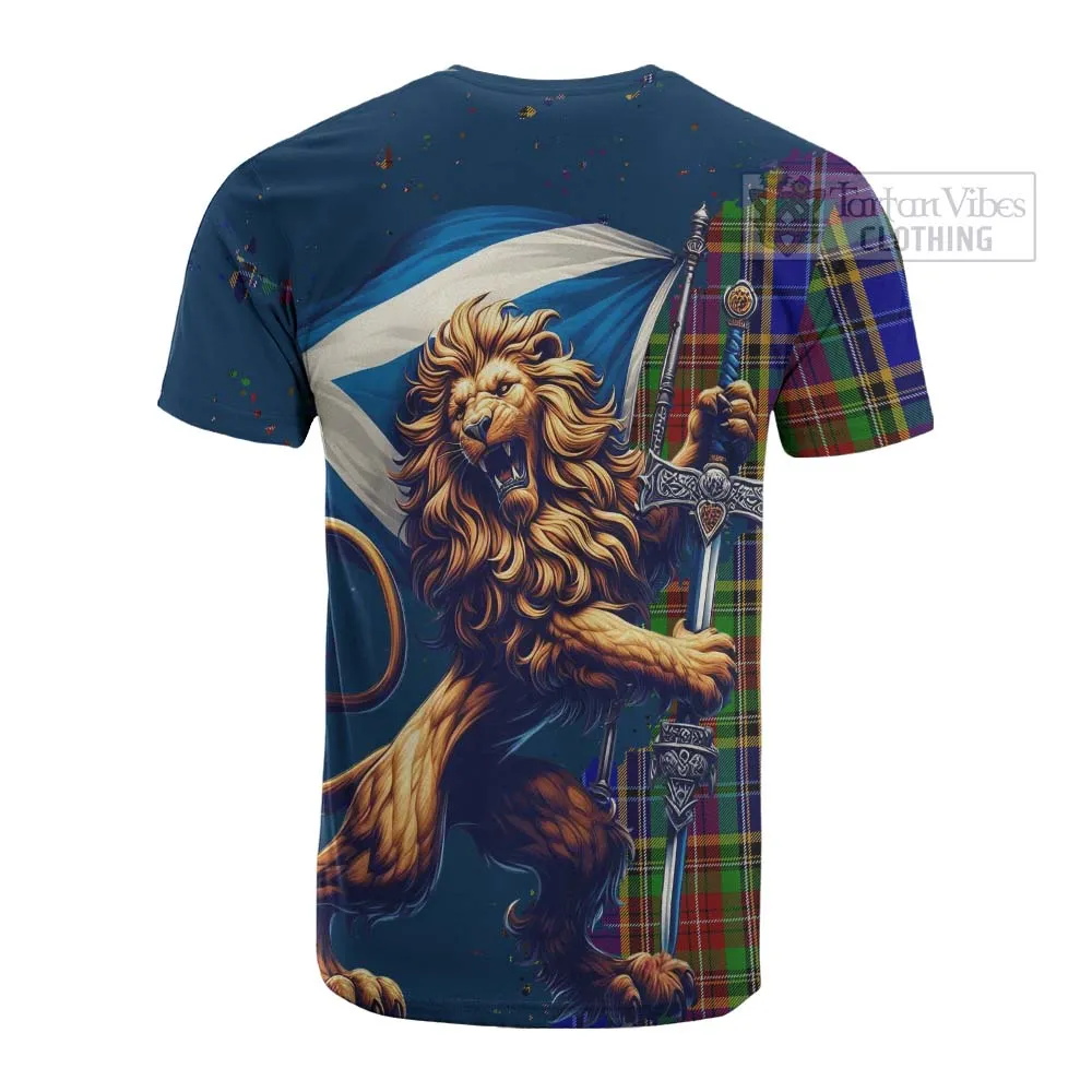 Beattie (Beatty) Tartan Family Crest Cotton T-shirt with Scottish Majestic Lion