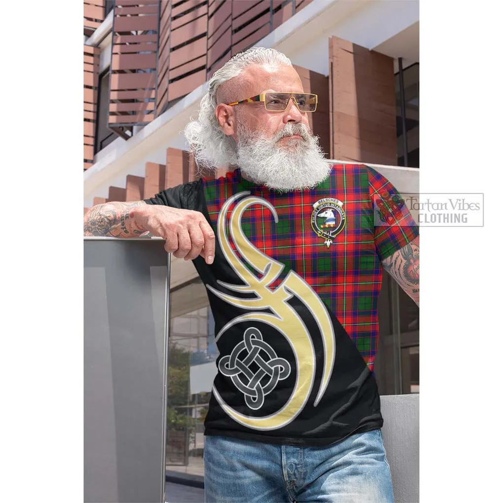 Belsches Tartan Cotton T-shirt with Family Crest and Celtic Symbol Style