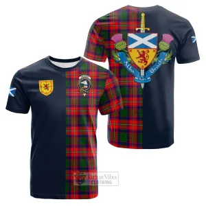 Belshes Tartan Cotton T-shirt Alba with Scottish Lion Royal Arm Half Style