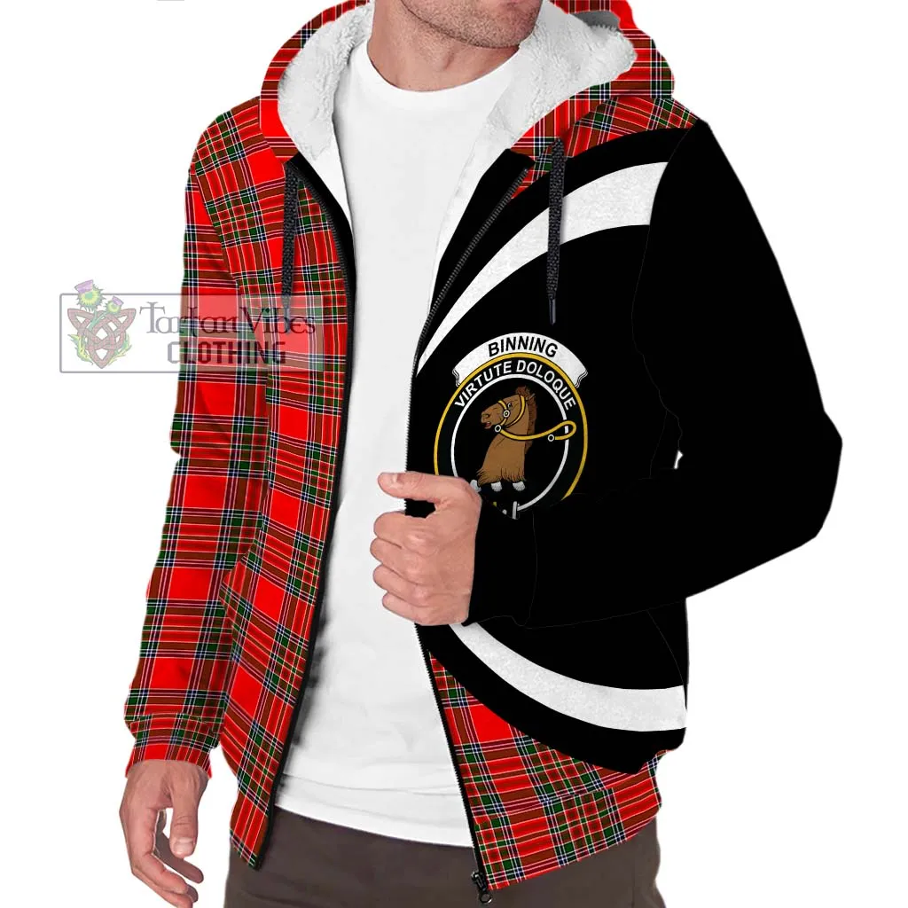 Binning Tartan Sherpa Hoodie with Family Crest Circle Style