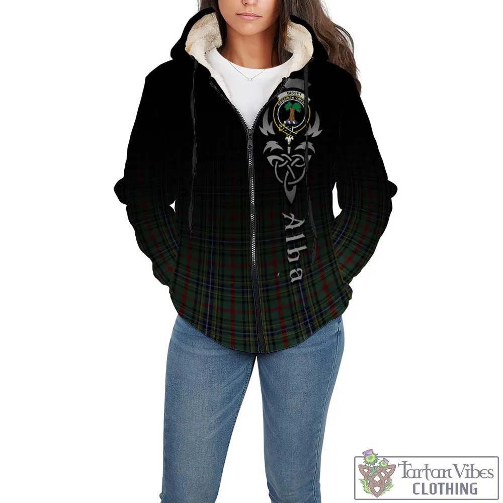 Bisset Tartan Sherpa Hoodie Featuring Alba Gu Brath Family Crest Celtic Inspired