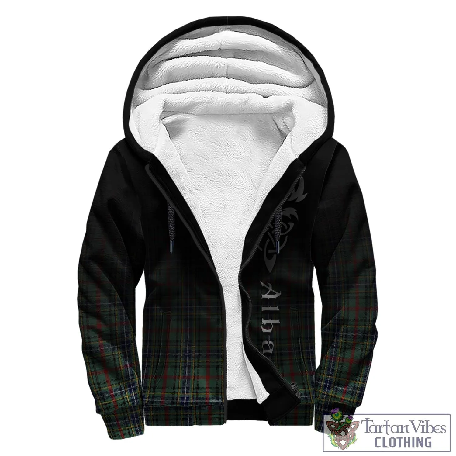 Bisset Tartan Sherpa Hoodie Featuring Alba Gu Brath Family Crest Celtic Inspired