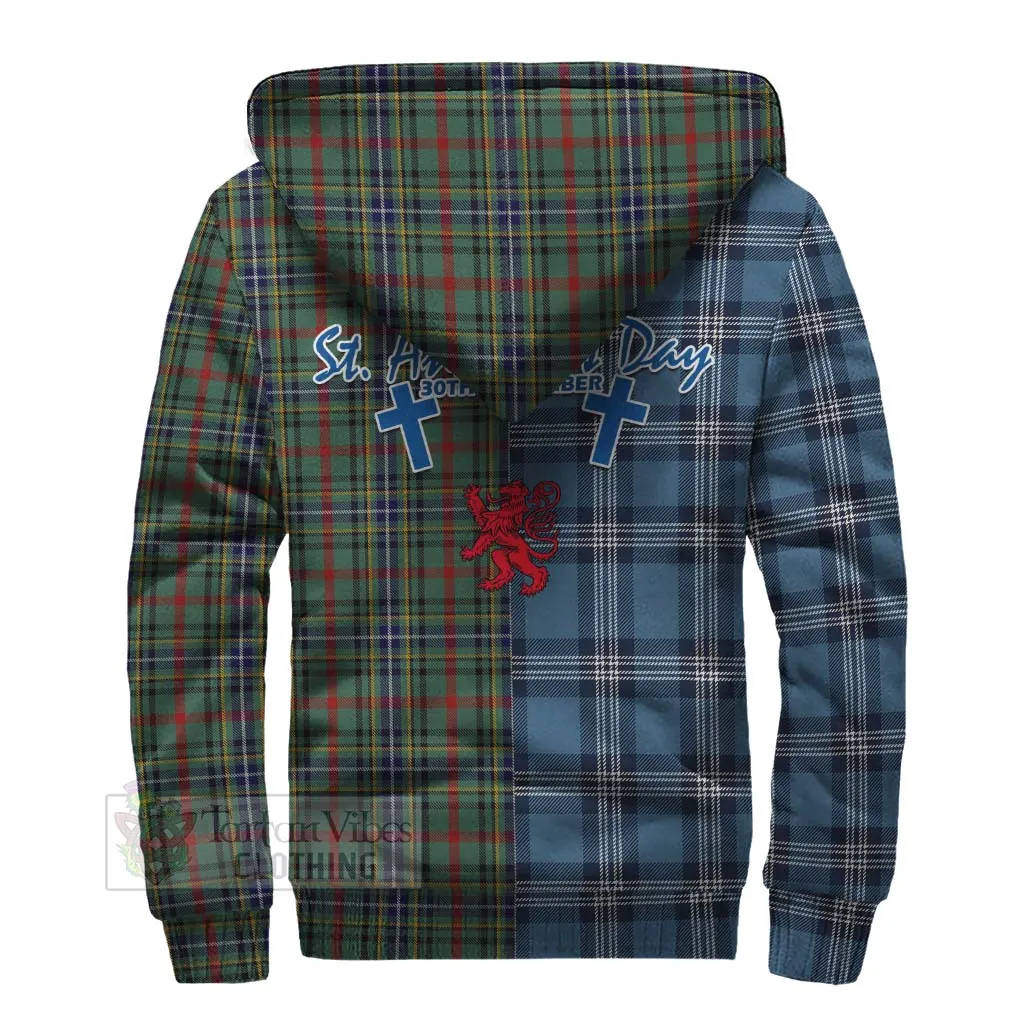 Bisset Tartan Sherpa Hoodie Happy St. Andrew's Day Half Tartan Style