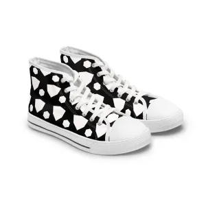 Black and White Shield Women's High Top Sneakers