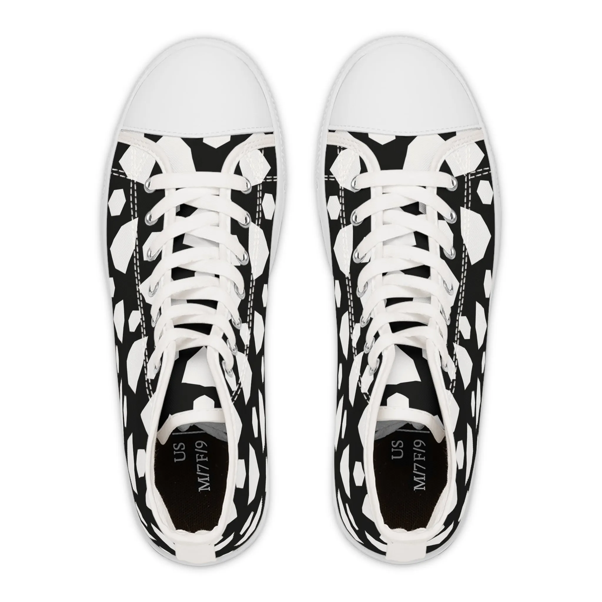 Black and White Shield Women's High Top Sneakers