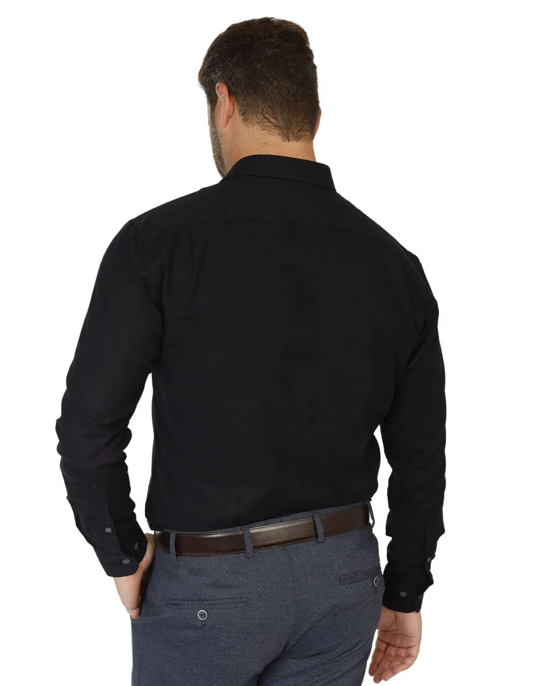 Black Brushed Cotton Shirt