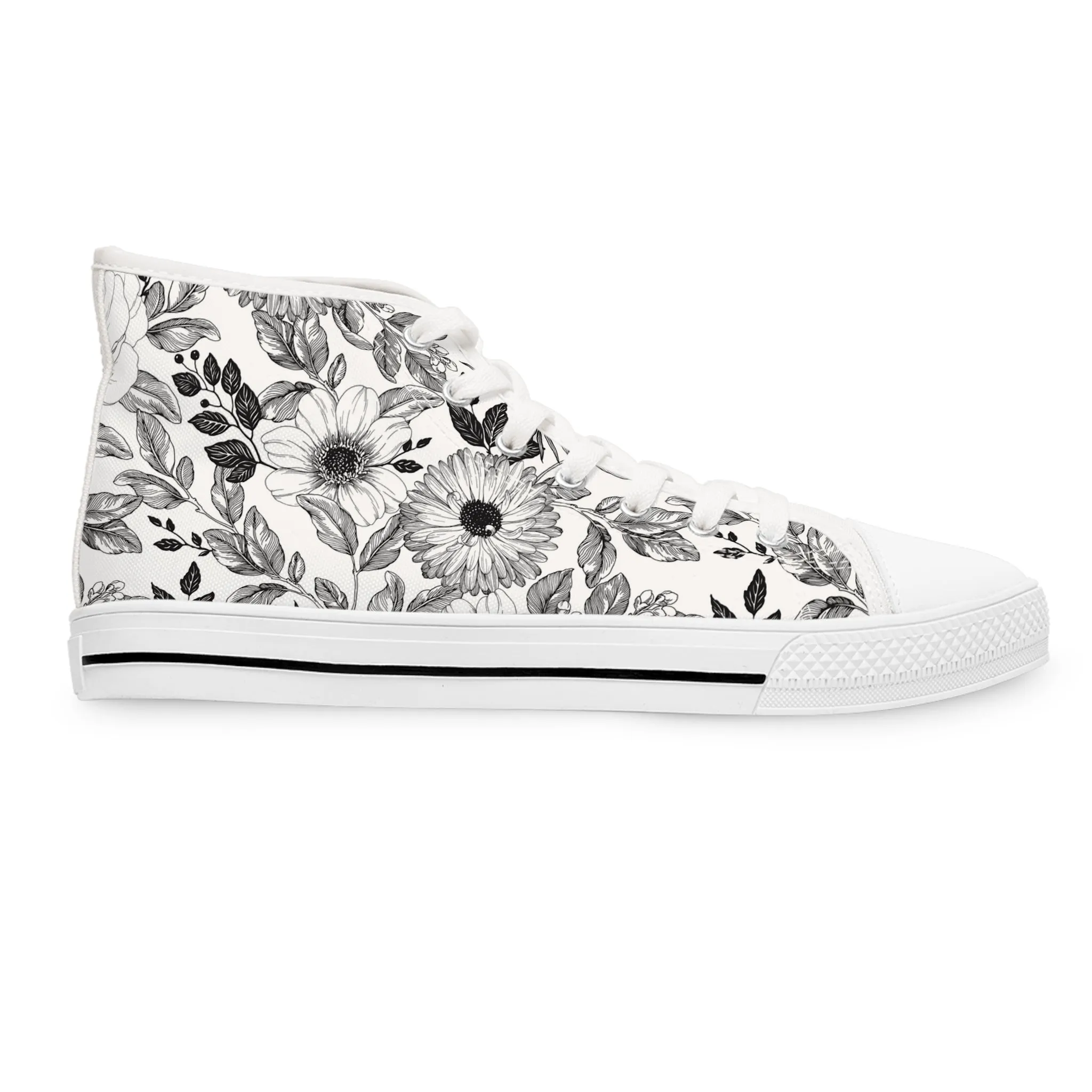 Black Flower Women's High Top Sneakers