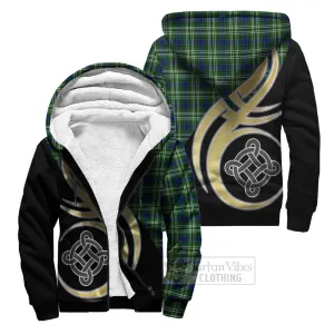 Blackadder Tartan Sherpa Hoodie with Family Crest and Celtic Symbol Style