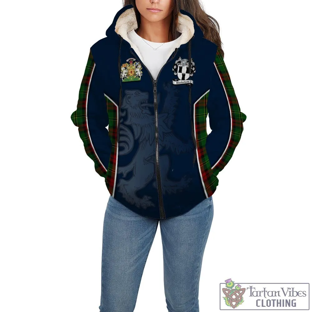 Blackstock Hunting Tartan Sherpa Hoodie with Family Crest and Lion Rampant Vibes Sport Style