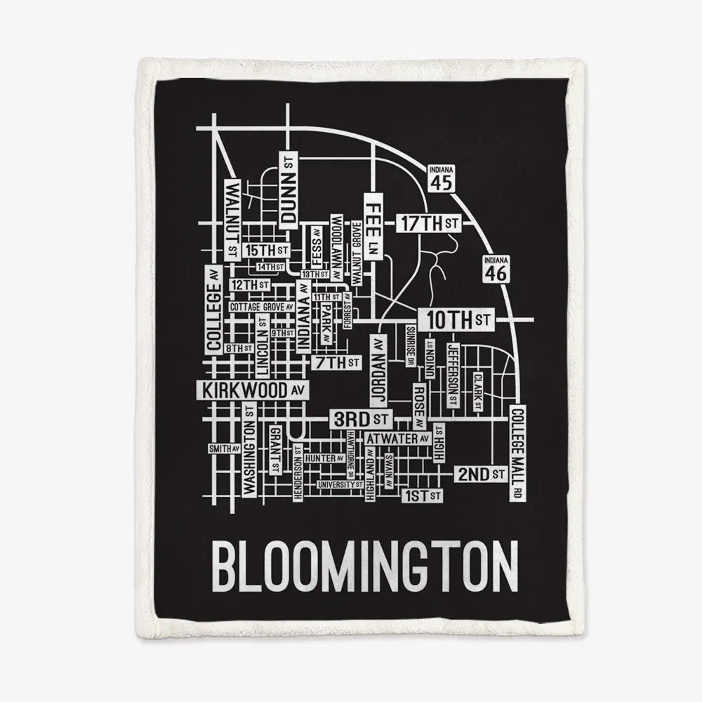 Bloomington, Indiana Street Map Blanket Freshmen/Graduates Memorial Gifts