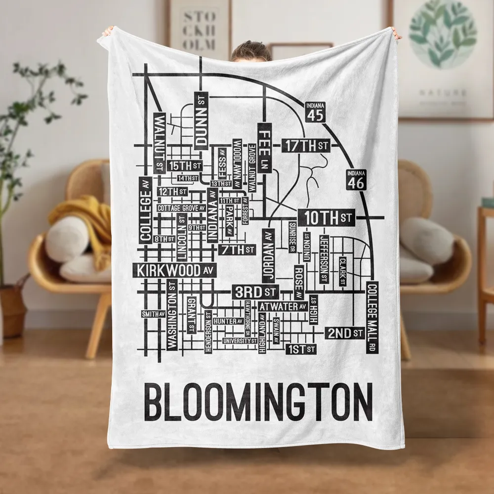 Bloomington, Indiana Street Map Blanket Freshmen/Graduates Memorial Gifts