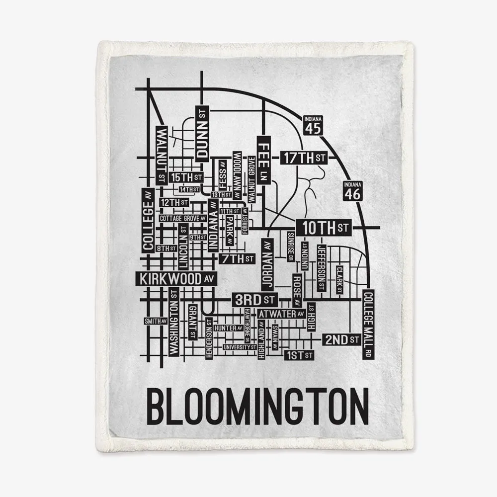 Bloomington, Indiana Street Map Blanket Freshmen/Graduates Memorial Gifts