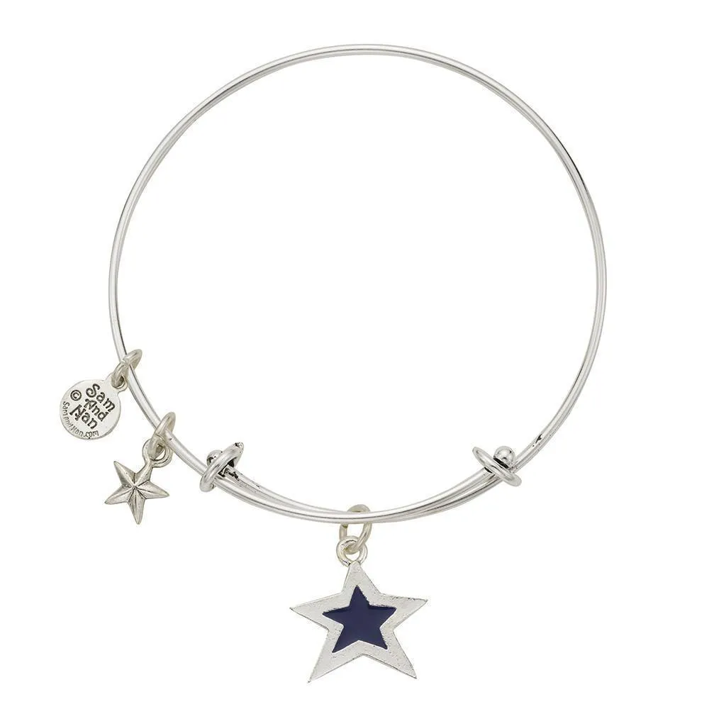 Blue Star Puff Star Bangle Bracelet