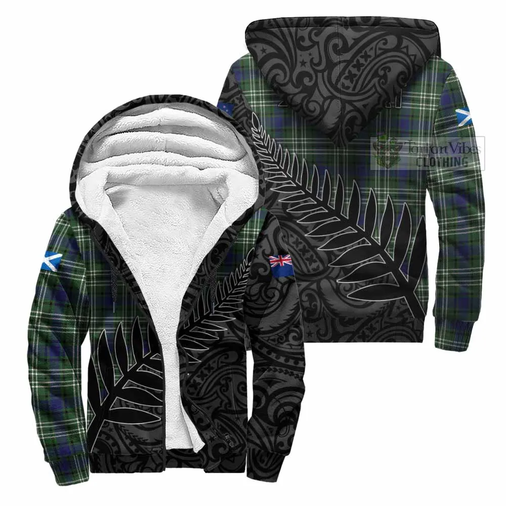 Blyth Crest Tartan Sherpa Hoodie with New Zealand Silver Fern Half Style