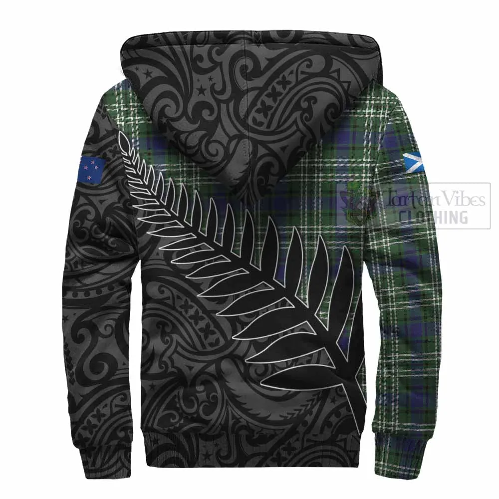 Blyth Crest Tartan Sherpa Hoodie with New Zealand Silver Fern Half Style