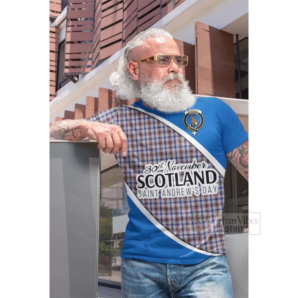 Boswell Family Crest Tartan Cotton T-shirt Celebrate Saint Andrew's Day in Style