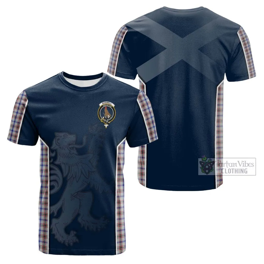 Boswell Tartan Cotton T-shirt with Family Crest and Lion Rampant Vibes Sport Style