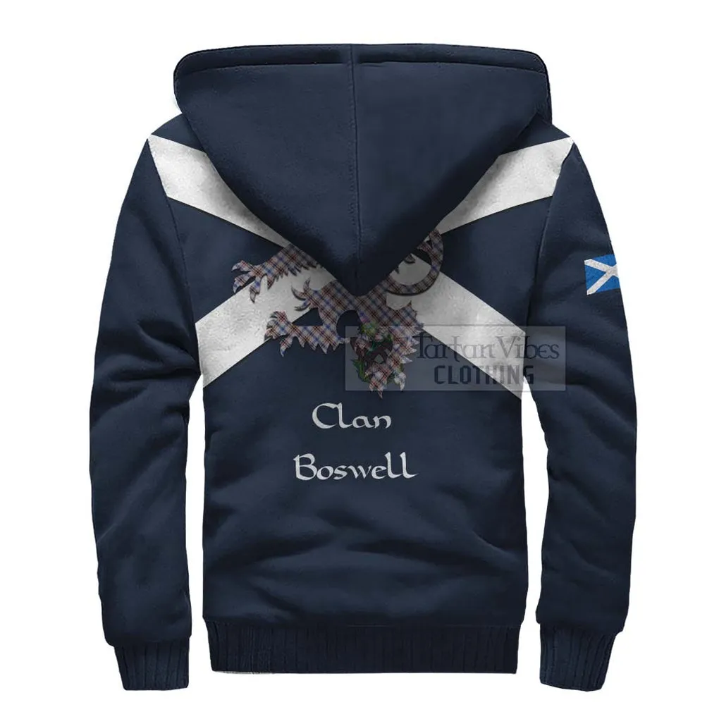 Boswell Tartan Lion Rampant Sherpa Hoodie  Proudly Display Your Heritage with Alba Gu Brath and Clan Name