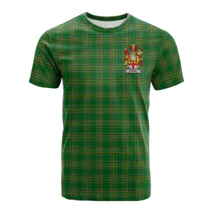 Bourke Irish Clan Tartan Cotton T-shirt with Coat of Arms