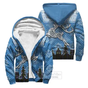 Bowie Clan Christmas Sherpa Hoodie Celtic Reindeer Style