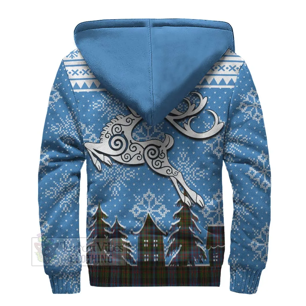 Bowie Clan Christmas Sherpa Hoodie Celtic Reindeer Style