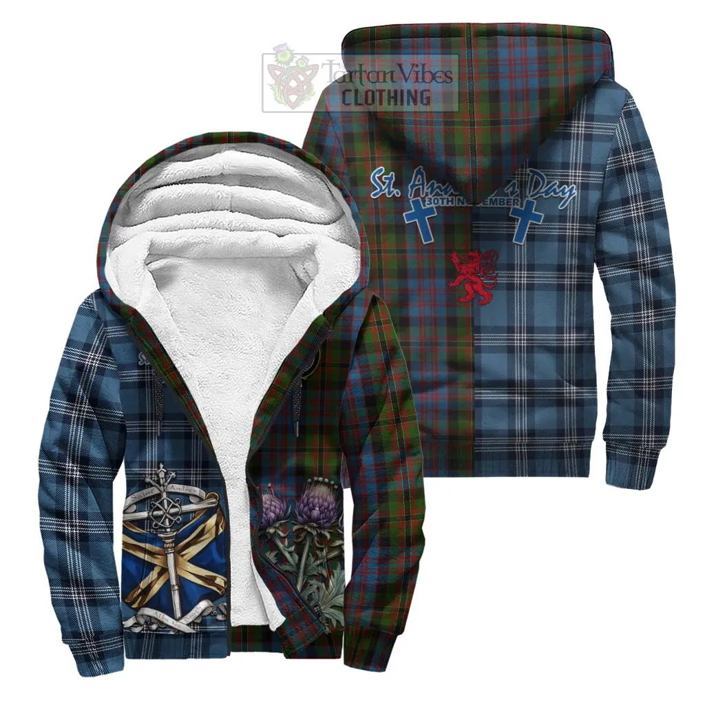 Bowie Tartan Sherpa Hoodie Happy St. Andrew's Day Half Tartan Style