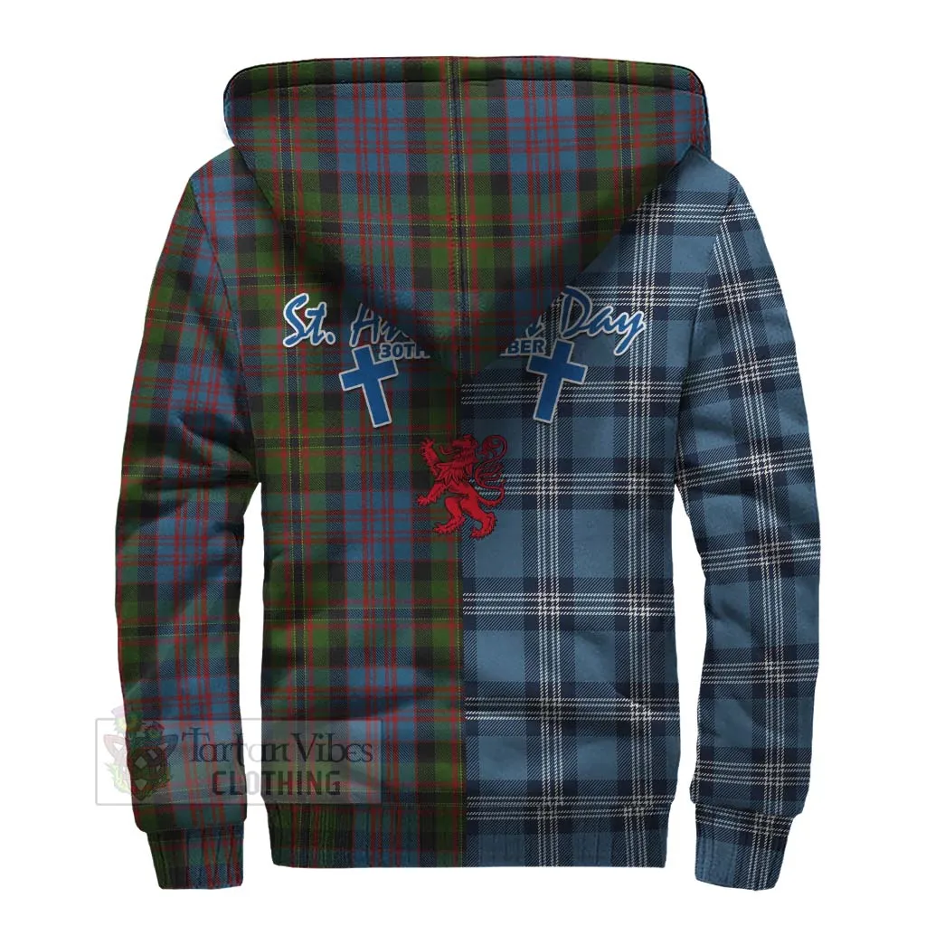 Bowie Tartan Sherpa Hoodie Happy St. Andrew's Day Half Tartan Style