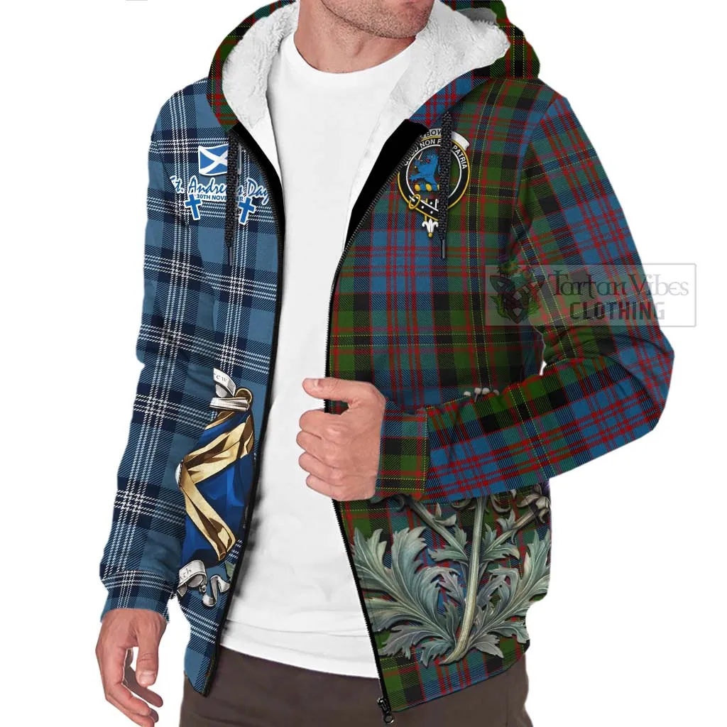 Bowie Tartan Sherpa Hoodie Happy St. Andrew's Day Half Tartan Style