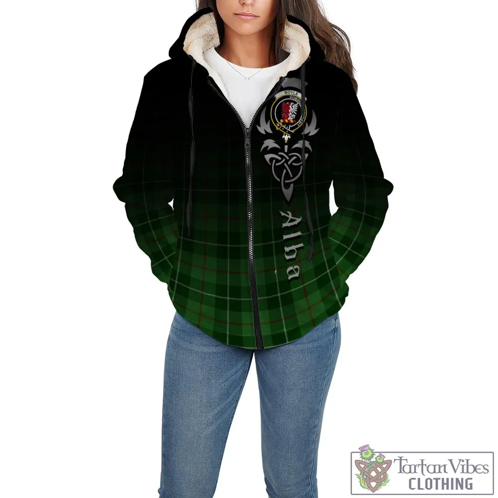 Boyle Tartan Sherpa Hoodie Featuring Alba Gu Brath Family Crest Celtic Inspired