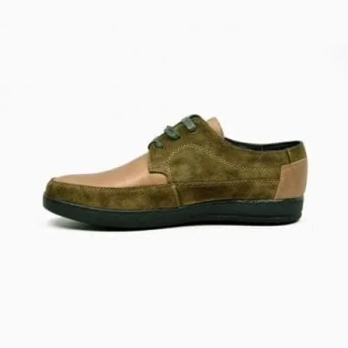 British Walkers Bristols Bally Style Men's Olive Green and Tan Leather and Suede Low Top Sneakers