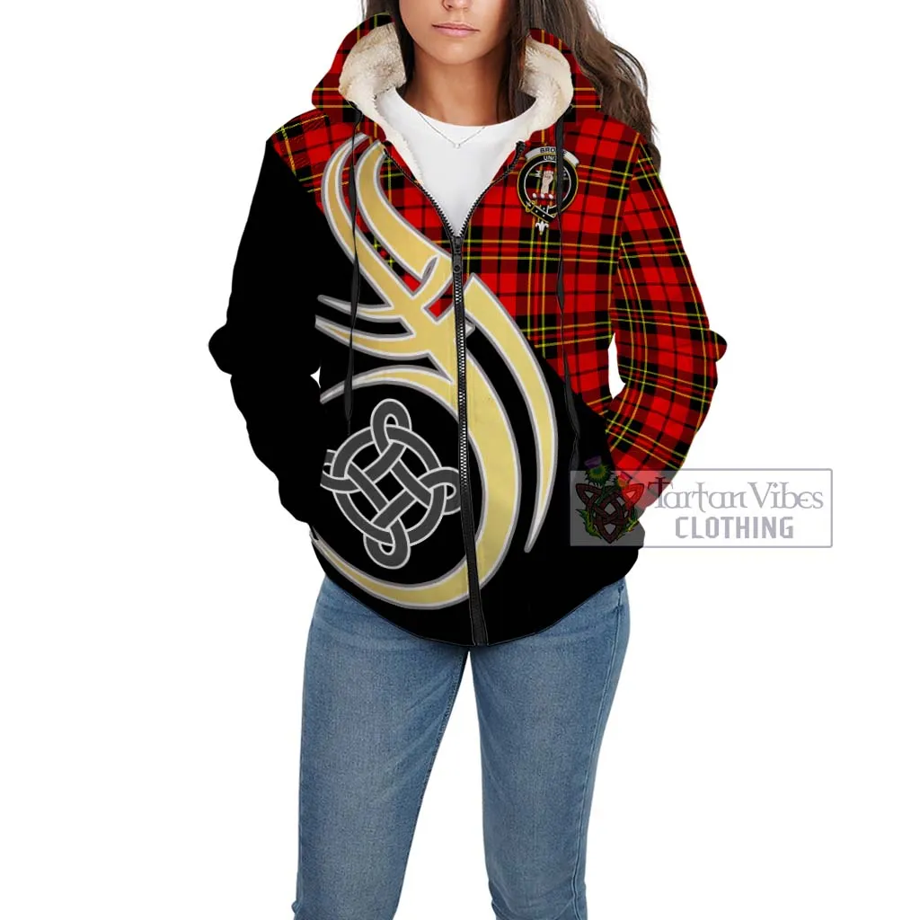 Brodie Modern Tartan Sherpa Hoodie with Family Crest and Celtic Symbol Style