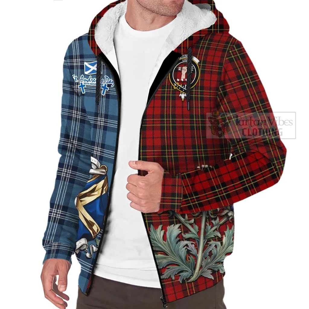 Brodie Tartan Sherpa Hoodie Happy St. Andrew's Day Half Tartan Style