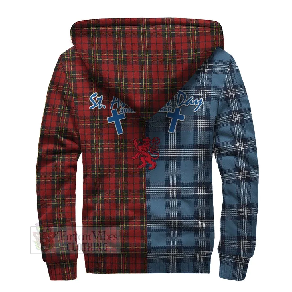 Brodie Tartan Sherpa Hoodie Happy St. Andrew's Day Half Tartan Style