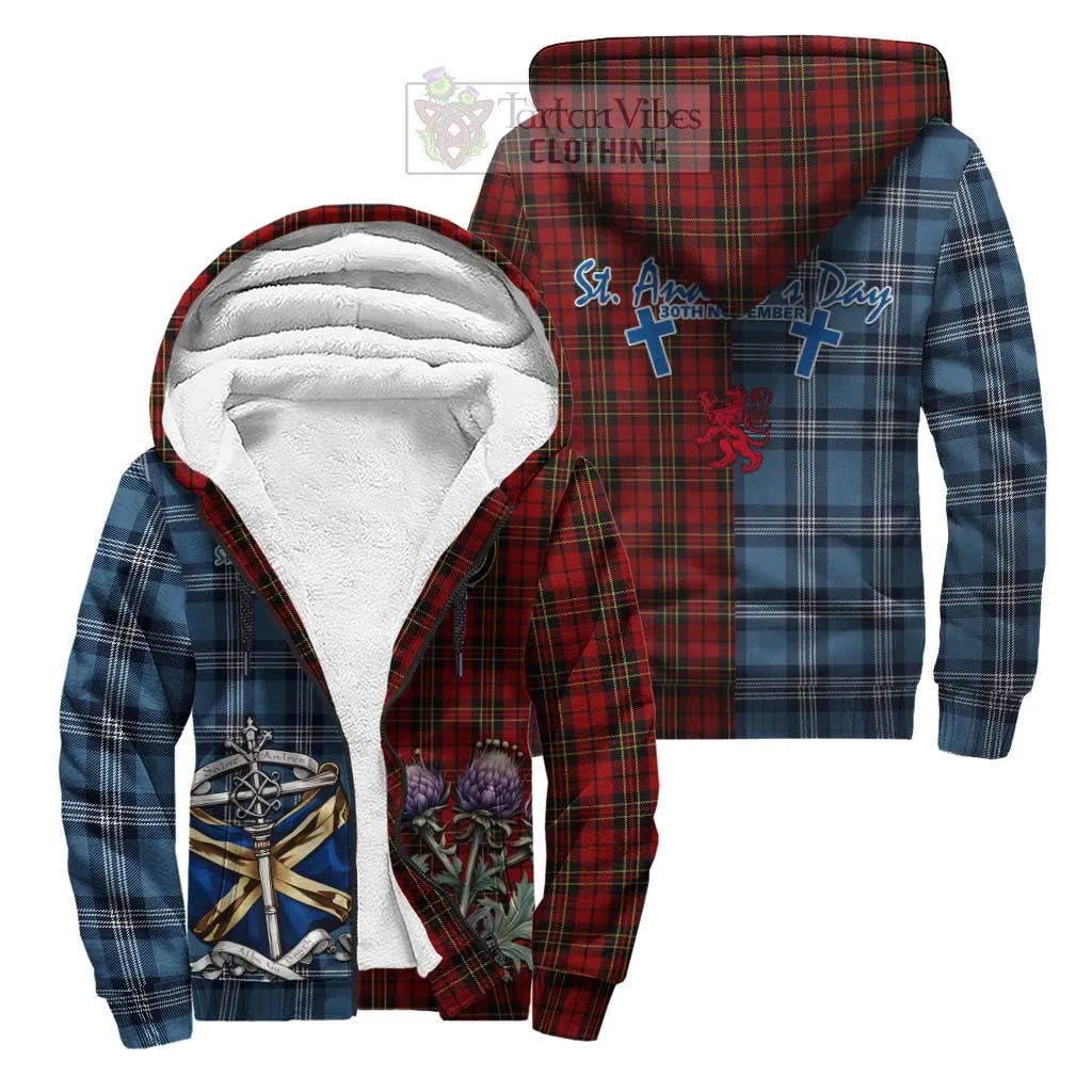 Brodie Tartan Sherpa Hoodie Happy St. Andrew's Day Half Tartan Style