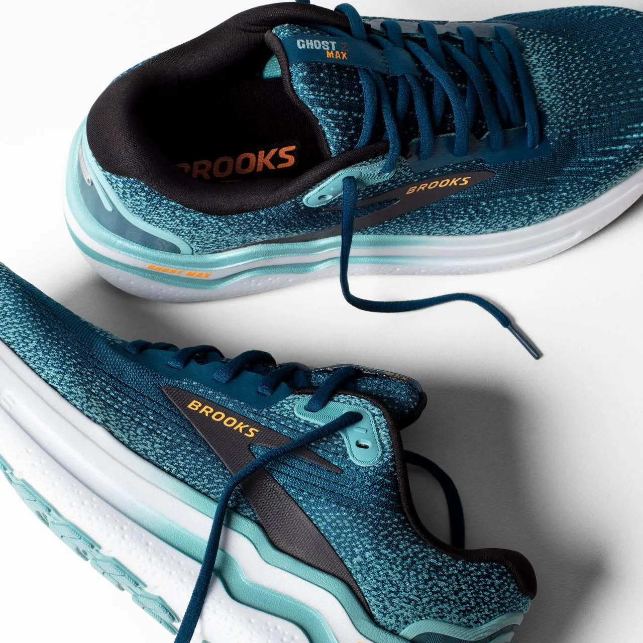 Brooks Ghost Max 2 Wide  (Mens) - Moroccan Blue/Aqua/Orange Pop