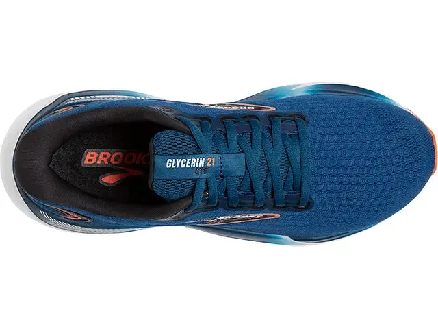 Brooks Mens Glycerin GTS 21- Blue Opal/Black/Nasturtium  (1104201D474)