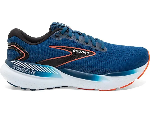 Brooks Mens Glycerin GTS 21- Blue Opal/Black/Nasturtium  (1104201D474)